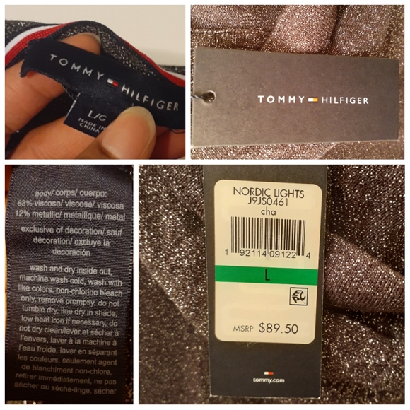 💎NWT Tommy Hilfiger Black Sparkly Stretch Hoodie - Picture 2 of 7